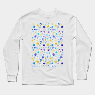 Purple Blue and Gold Stars Long Sleeve T-Shirt